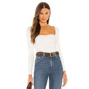 🛍 One Grey Day Audrey Ribbed Top in White